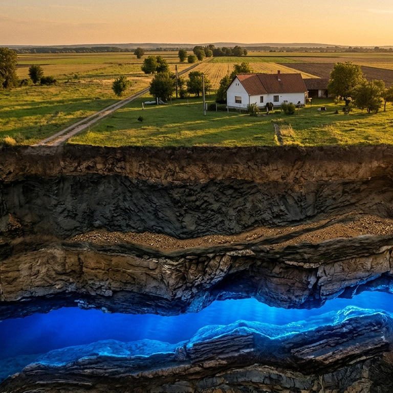 Bodenaufschluss mit geologischen Schichten